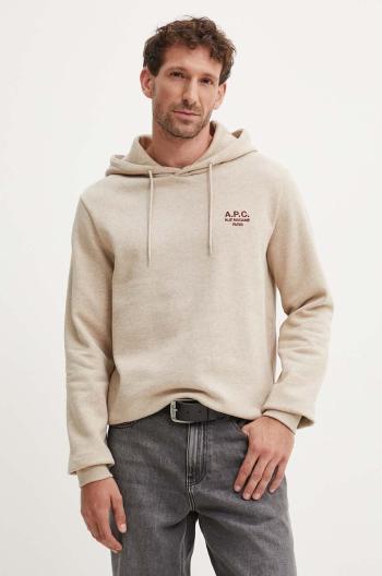 Mikina A.P.C. hoodie standard rue madame GOTS béžová barva, s kapucí, melanžová, COHBV.M27914