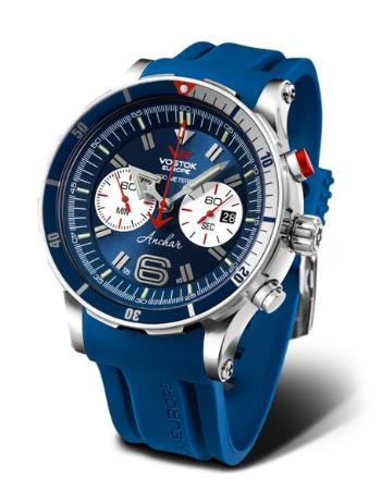 Vostok Europe Anchar Submarine Chrono Line 6S21-510A583 - Modrý silikonový řemínek