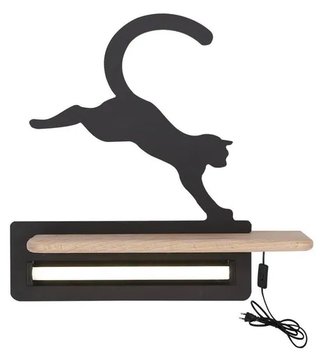 Nástěnná policová LED lampa 5W Cat Kids černá