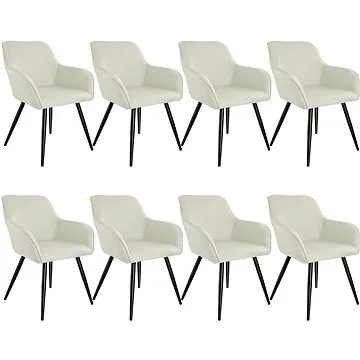 8× Židle Marilyn lněný vzhled, krémová/černá (404677)