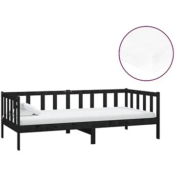 Shumee válenda s matrací 90×200 cm černá masivní borové dřevo, 3083608 (3083608)