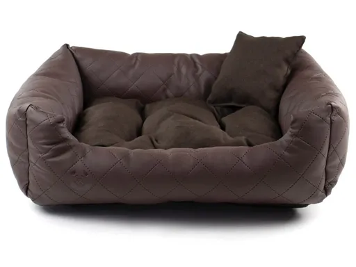 Vsepropejska Delux kožený pelech pro psa s polštářkem Barva: Hnědá, Rozměr (cm): 65 x 55