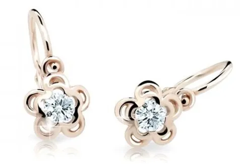 Cutie Jewellery Dětské náušnice z růžového zlata C2204-10-X-4 bílá