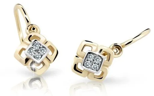 Cutie Jewellery Dětské bicolor náušnice ze žlutého zlata C2240-10-X-1 bílá