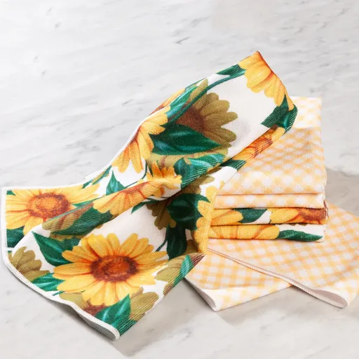 6 utěrek z mikrovlákna Slunečnice/káro