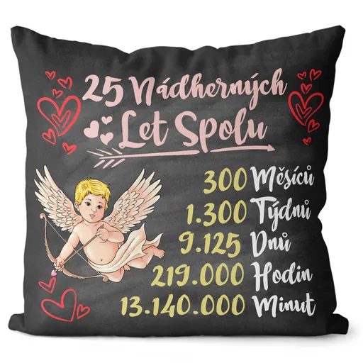 Polštář Nádherných let spolu (Výběr počtu let) (Velikost: 55 x 55 cm, Počet let: 25)