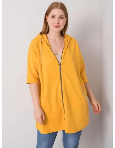 Dámská mikina na zip plus size LOUNES tmavě žlutá