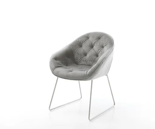 Jídelní židle Gaio-Flex šedá samet tenká podnož nerezová ocel