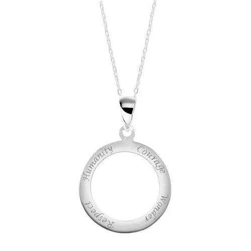 Stříbrný 925 náhrdelník, řetízek a přívěsek - kroužek s vyrytými nápisy