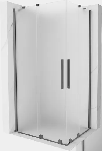 MEXEN/S Velar Duo sprchový kout, posuvné dveře 90 x 80, dekor, grafit metal 871-090-080-32-95