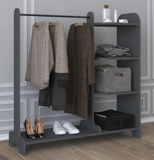 VCM Otevřená šatní skříň Lempu, antracitová