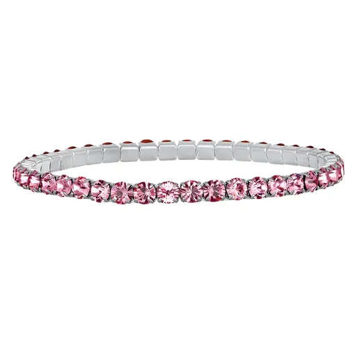 CRYSTalp Elastický tenisový náramek s růžovými Swarovski krystaly Aura 22270.LRO.E