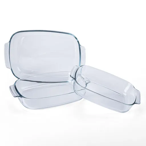 Sada 3 ks skleněných zapékacích misek