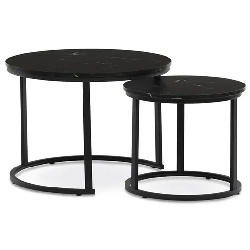 Sada konferenčních stolků, černý mramor, 2 ks