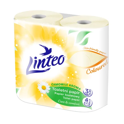 Linteo Toaletní papír 3vrstvý žlutý heřmánek 4 role