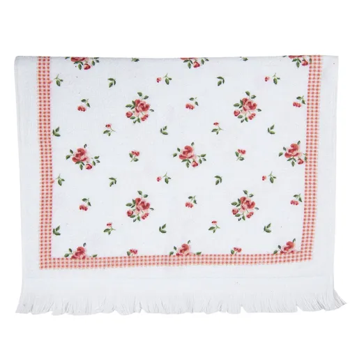 Bílý kuchyňský froté ručník s růžemi I - 40*66 cm CT013