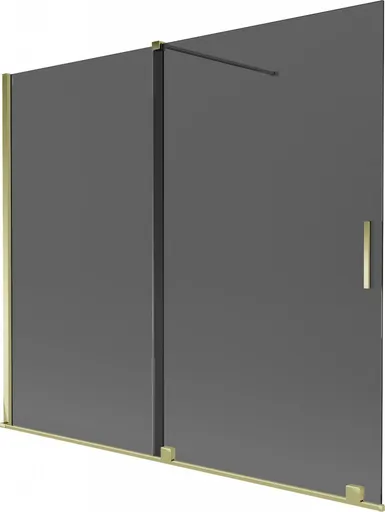 MEXEN/S Velar dvoukřídlá posuvná vanová zástěna 180 x 150, grafit, zlatá 896-180-000-41-50