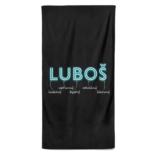 Osuška Mužská jména – NEON (Jméno: Luboš, Velikost osušky: 100x170cm)