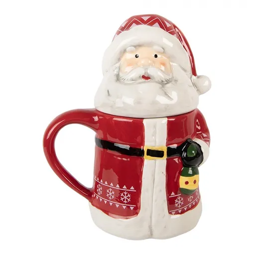 Keramický hrnek Santa Claus s víčkem - 15*10*19 cm / 450 ml Clayre & Eef