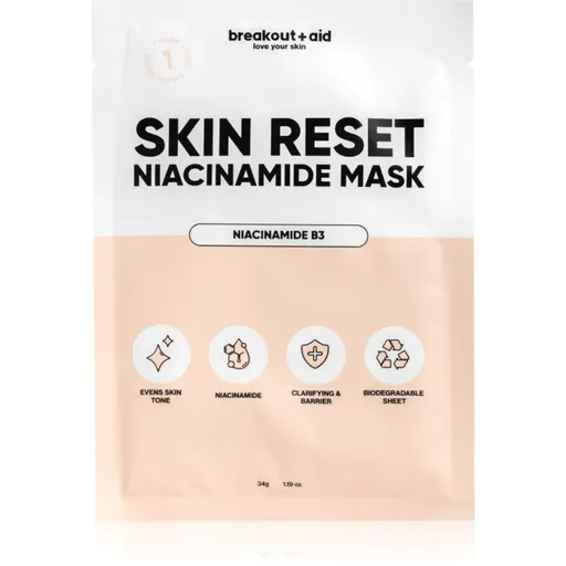 breakout + aid Skin Reset Niacinamide Mask plátýnková maska s niacinamidem 34 g