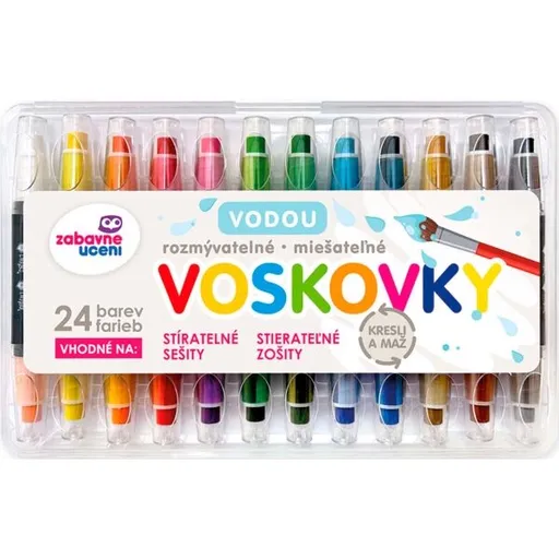 ZÁBAVNÉ UCENÍ VODOU ROZMÝVATELNÉ VOSKOVKY Výtvarné potřeby, mix, velikost