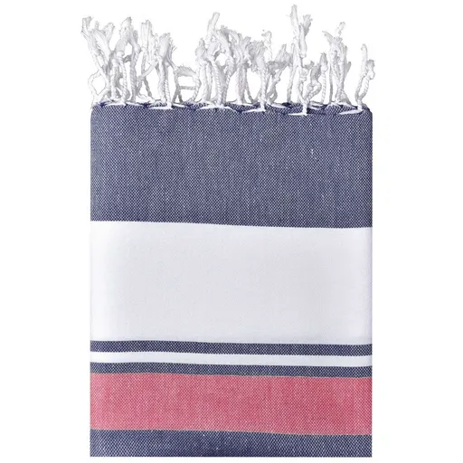 James & Nicholson (Daiber) Plážová deka JN1903 - Tmavě modrá / červená / bílá