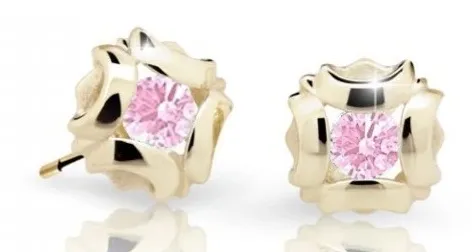 Cutie Jewellery Slušivé dětské náušnice ze žlutého zlata C2216-30-X-1 růžová