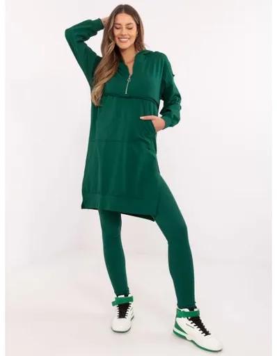 Tmavě zelená dvoudílná souprava v jednobarevném provedení