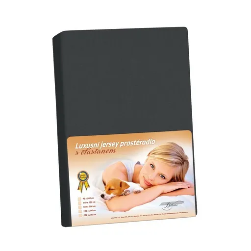 Bellatex Jersey prostěradlo s elastanem černá, 160 x 200 cm