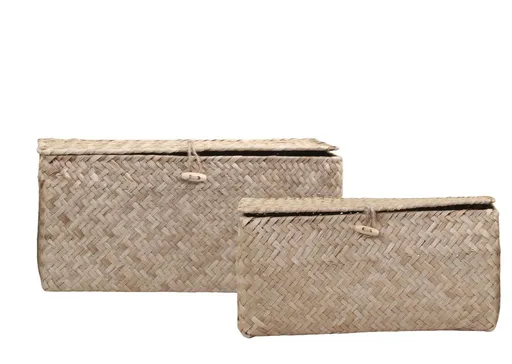 2ks přírodní úložný box z mořské trávy Loani - 36*24*17/ 31*19*15 cm Chic Antique