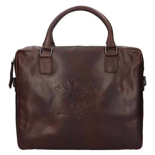 Pánská kožená taška na notebook Mustang Mone - hnědá