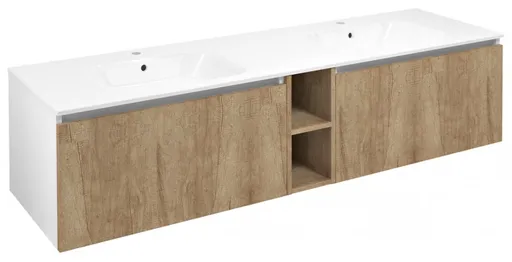 SAPHO LOREA skříňka 160x46x51,5cm (70+20+70cm), dub alabama/bílá mat LE070-2231-09