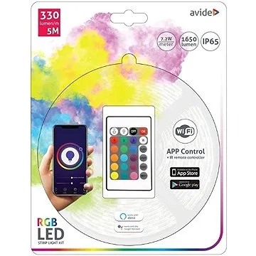 Avide Set Wifi LED pásek RGB s ovládáním a zdrojem 5m (ABLSBL12V5050-30RGB-WIFI_IR)