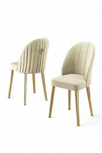 Sada židlí (4 kusy) Mara - Cream, Gold