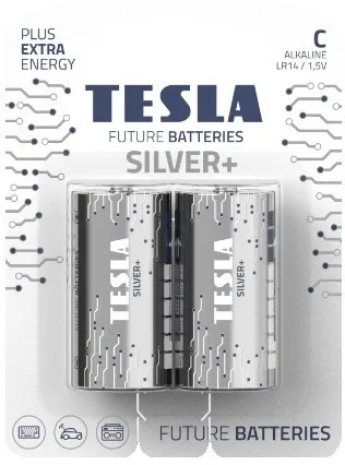 Baterie Tesla Silver+ Alkalické C (LR14, malé monočlánky) 2ks