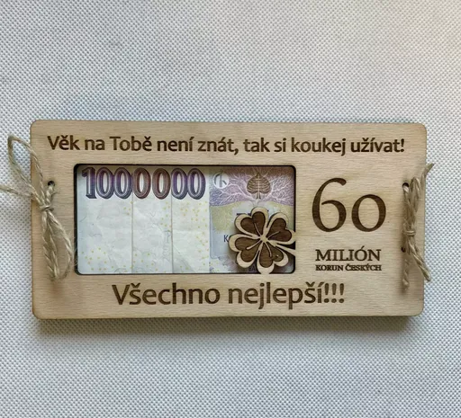 Dřevěné přání MILION - 60 let