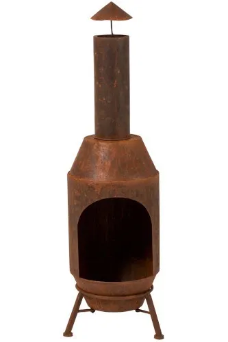 Plechové ohniště v retro vzhledu rezavé -  Ø 29*108 cm J-Line by Jolipa