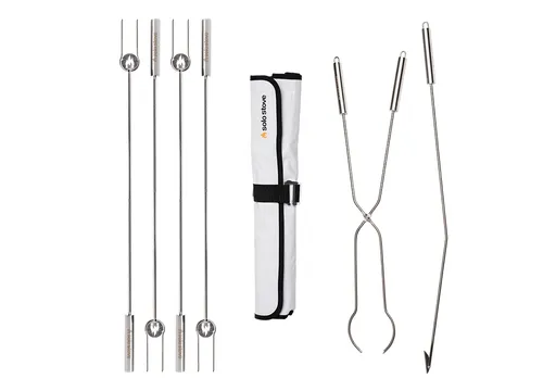 Sada nerezových nástrojov pre prenosné ohnisko