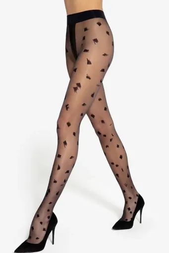 Černé vzorované punčochy Arti 04 20DEN