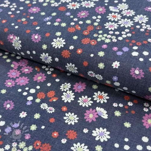 Bavlněná látka JEANS Hearts