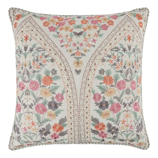 BOHEMIAN Polštář květiny 50 x 50 cm - přírodní