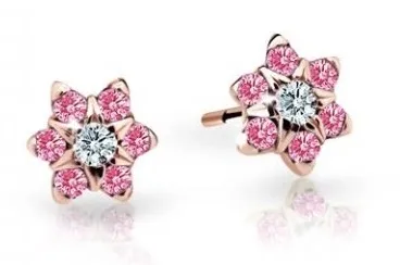 Cutie Jewellery Půvabné dětské náušnice z růžového zlata C2152-30-X-4 fuchsiová