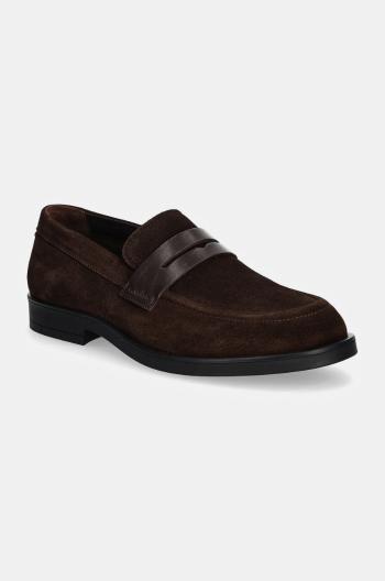 Semišové mokasíny Calvin Klein MOCCASIN SUE pánské, hnědá barva, HM0HM01621