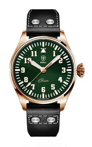 Biatec Corsair Vintage 04 - Černý kožený pilot řemínek