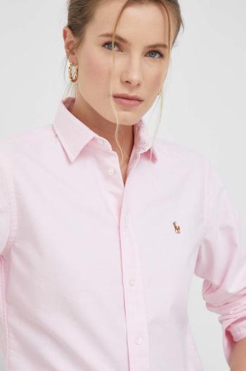 Bavlněná košile Polo Ralph Lauren růžová barva, regular, s klasickým límcem, 211891377