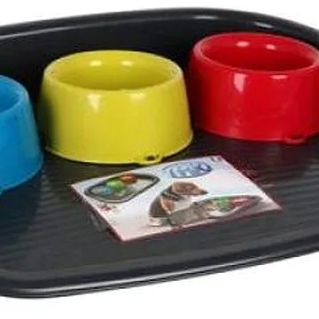 Cobbys Pet Podnos plastový se třemi miskami 52 × 41 × 9 cm 0,9 l mix barev (8016040105560)