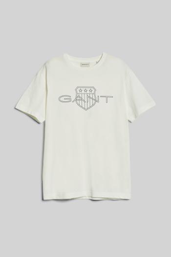 TRIČKO GANT LOGO SS T-SHIRT EGGSHELL