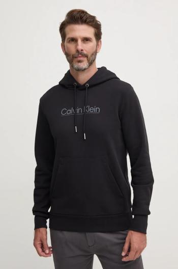 Bavlněná mikina Calvin Klein pánská, černá barva, s kapucí, s potiskem, K10K113576