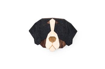 Dřevěná brož ve tvaru psa Bernese Mountain Dog Brooch s praktickým zapínáním a možností výměny či vrácení do 30 dnů zdarma