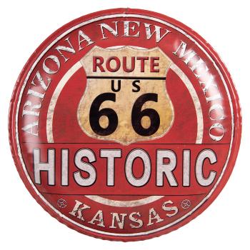 Červená nástěnná kovová cedule na zeď Route 66 - Ø 35*2 cm 6Y5006